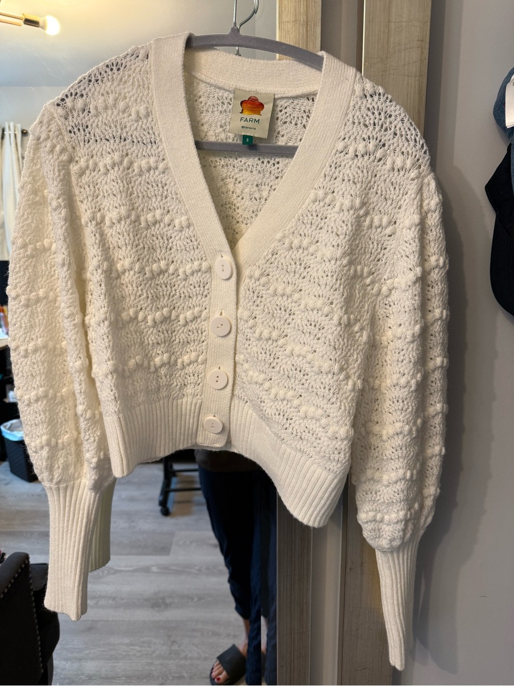 FARM Rio Open-Knit Button Cardigan